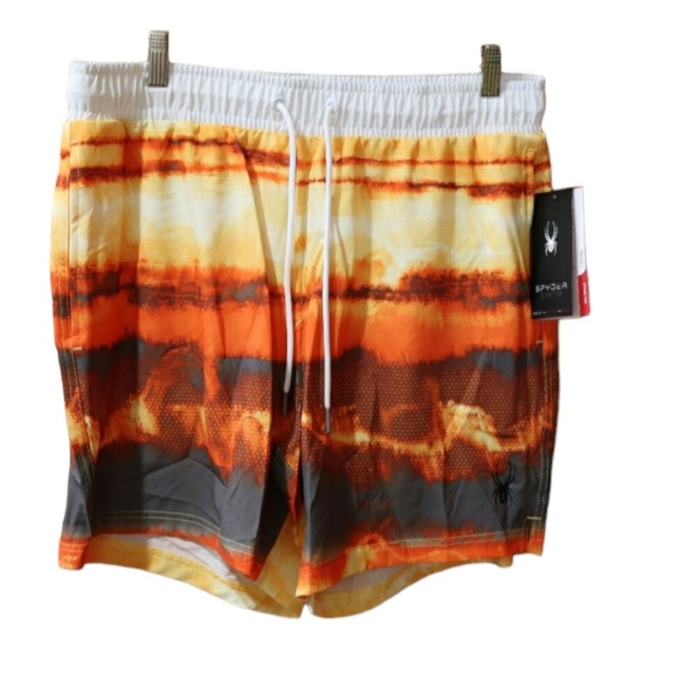 Spyder Ombre Orange Sunset Swim Trunks NWT XL Performance Quick-Dry Swimwear